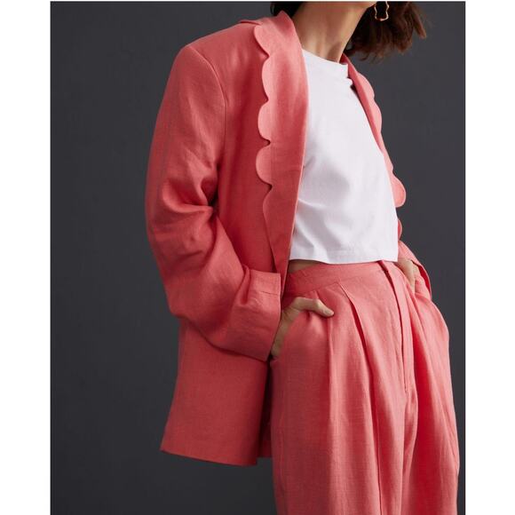 Sleeper Dynasty Linen Blazer Jacket Peach - Picture 15 of 15